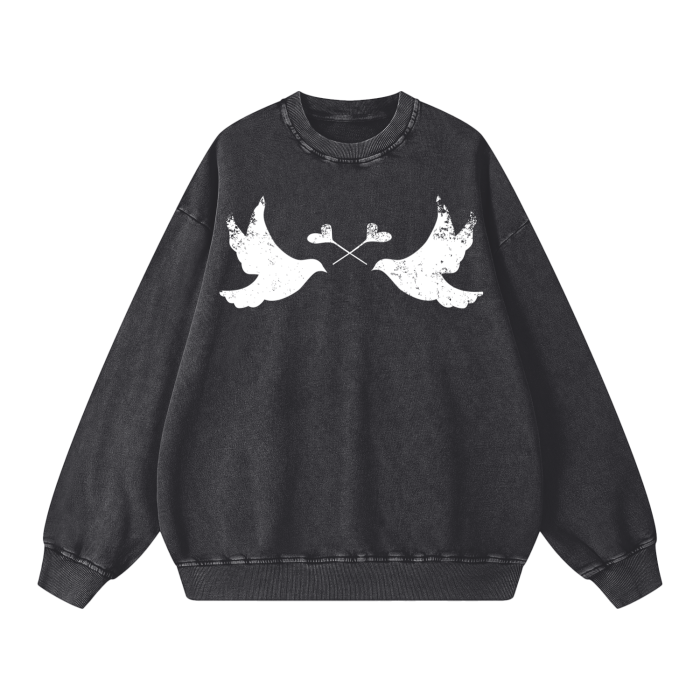 LI Two Doves Crewneck Sweatshirt  (Vintage Black)