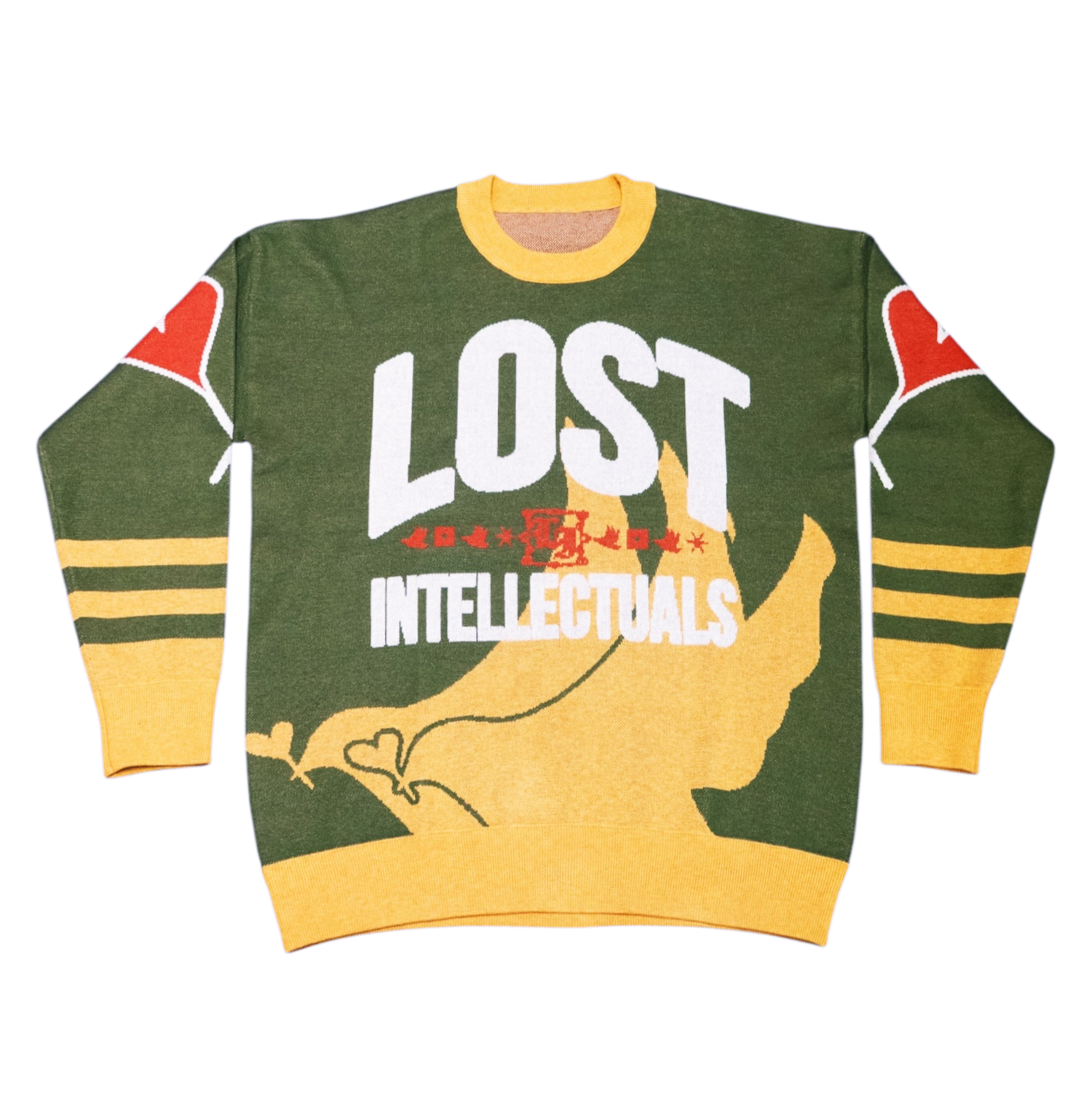 LI Two Doves Knit Sweater (Green/Yellow)
