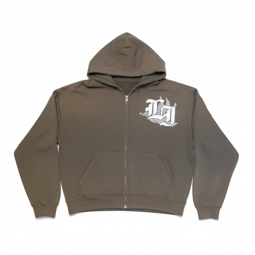 LI Luxury Zip-Up Hoodie (Dirty Brown)