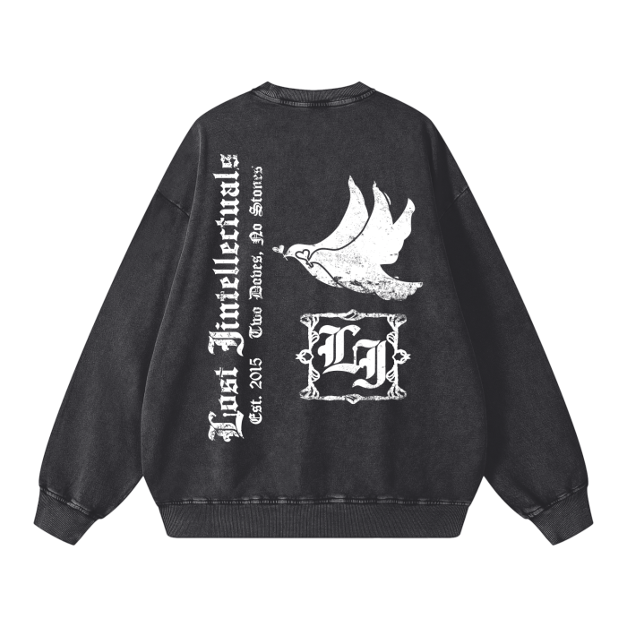 LI Two Doves Crewneck Sweatshirt  (Vintage Black)